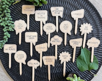 Plant Stakes Marker Mom Wood Funny Crazy Plant Lady Tags Plant Sticks Plant Gifts Herb Picks Plant Labels Mom Girlfriend Black Tumb