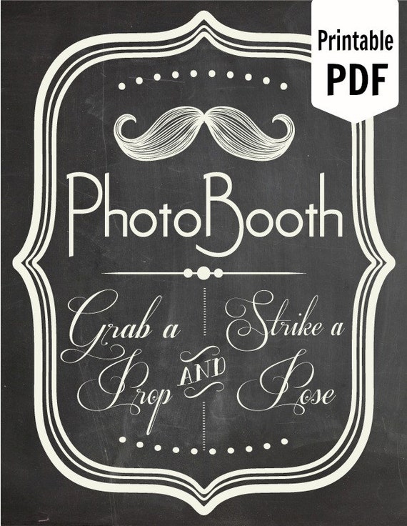 DIY. PRINTABLE PDF. Photo Booth Sign. Photo Booth Prop. Etsy