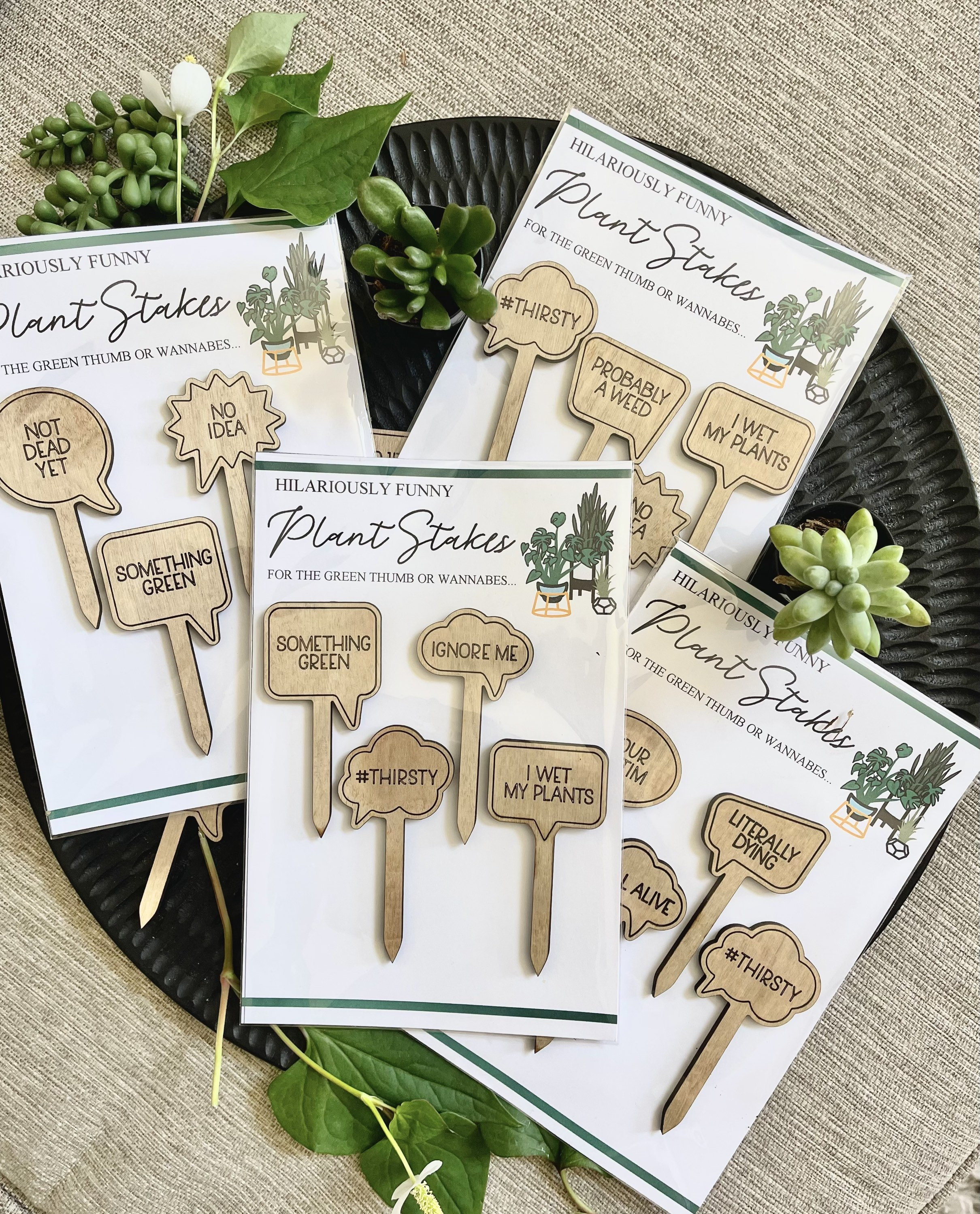 Plant Stakes Marker Mom Wood Funny Crazy Plant Lady Tags Plant