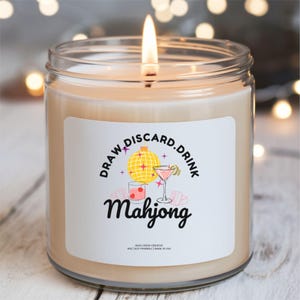 Vela de Mahjong para jugadores de Mahjong, para amantes de las fichas de robar y descartar bebidas, noche de chicas en un club social para las reinas de las fichas de Bam Crack y sus compañeras de trabajo.