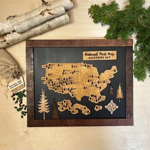 National Park Travel Map Sign Gift for Hikers US Travel Map National Parks Gift for Hikers Campers Hunter Road Trip Custom Outdoor Gift image 6