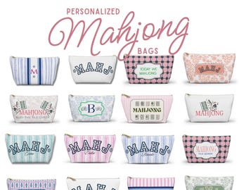 Mahjong Tile Pouch – Personalized Mahjong Bag for Tiles, Zipper Game Organizer, Mahjong Gift for Players