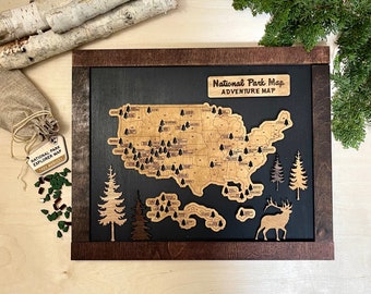 National Park Travel Map Sign Gift for Hikers US Travel Map National Parks Gift for Hikers Campers Hunter Road Trip Custom Outdoor Gift