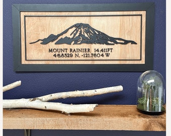 Mount Rainier Wall Hanging Elevation PNW Art Coordinates Our Lady the Mountian Enumclaw Mt Tahoma Wahington National Park Seattle 3D Fathers