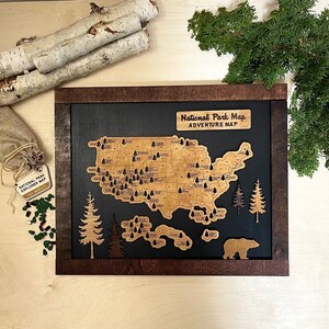 National Park Travel Map Sign Gift for Hikers US Travel Map National Parks Gift for Hikers Campers Hunter Road Trip Custom Outdoor Gift image 5