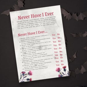 Elegant Vintage Adult Halloween Party Game Never Have I Ever
