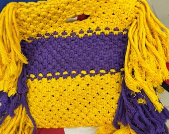 Yellow and Violet Macrame Bag | Handmade Boho Handbag | Handmade Macrame Bag