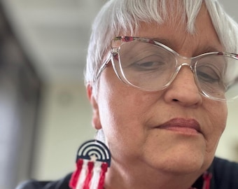 Puerto Rican Flag Macramé Earrings | Handmade Puerto Rican Accessories |