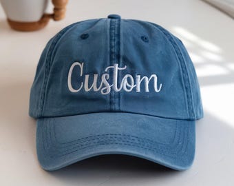 Custom Text Embroidered Vintage Baseball Hat, Personalized Gift
