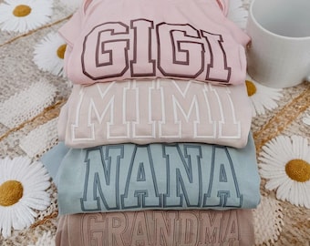 Embroidered Grandma Sweatshirt, Gigi Nana Shirt, New Grandma Gift