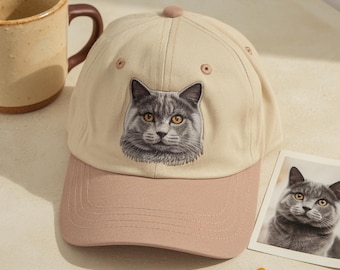 Custom Embroidered Pet Photo Hat, Personalized Dog Cat Cap