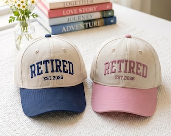 Retired Est 2025 Hat, Toile Retirement Cap, Officially Retired Gift
