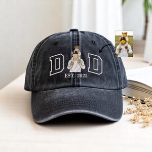 Custom Photo Embroidered Dad Hat, Personalized Father's Day Gift