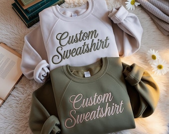 Custom Embroidered Crewneck Sweatshirt, Personalized Text