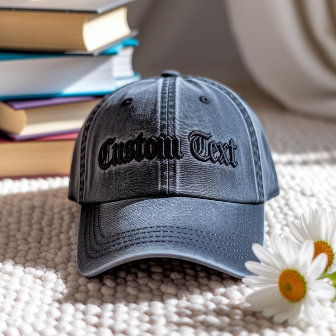 Text Hats Embroidered Custom Text Hat, Vintage College Letter Cap - Etsy