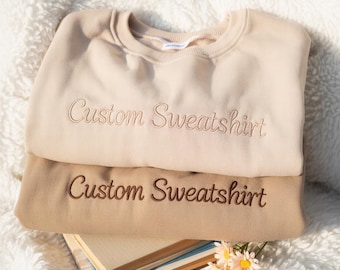 Custom Embroidered Crewneck Sweatshirt, Personalized Text