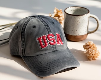 Embroidered USA Cotton Twill Hat, Patriotic Cap