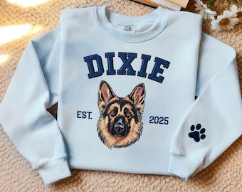 Sudadera bordada con foto de mascota personalizada, cuello redondo para perro y gato