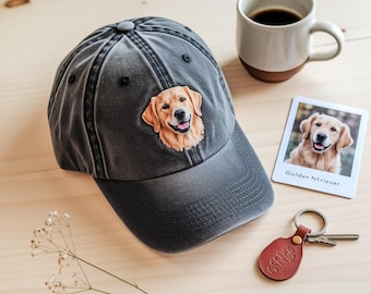 Custom Embroidered Pet Photo Hat – Personalized Cotton Cap, Pet Lover Gift