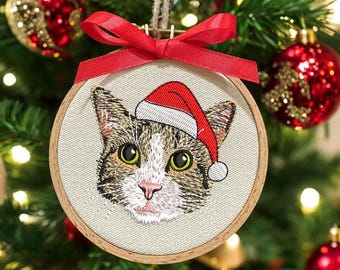 Custom Embroidered Pet Christmas Ornament, Pet Portrait Gift
