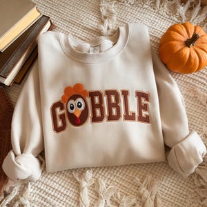 Embroidered Gobble Sweatshirt, Cute Thanksgiving Turkey Shirt, Thanksgiving Shirt, Family Thanksgiving Shirt, Womens Thanksgiving Shirt