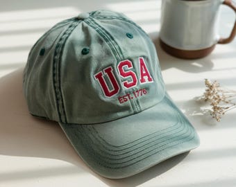 Embroidered USA Baseball Hat, Patriotic Cap