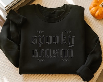 Embroidered Spooky Season Sweatshirt, Halloween Crewneck