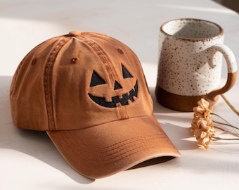 Embroidered Jack O Lantern Baseball Cap, Spooky Halloween Hat