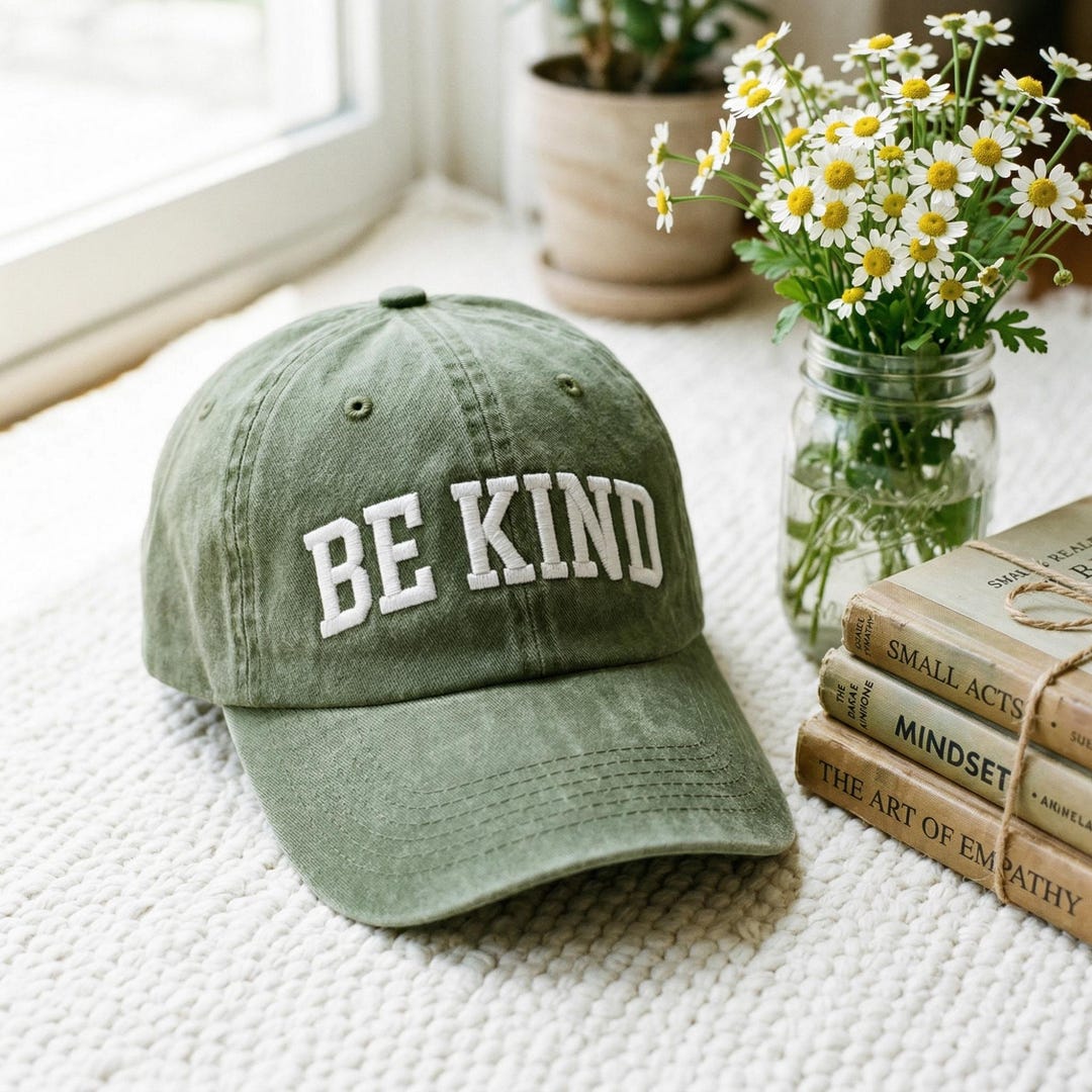 Embroidered Be Kind Washed Cotton Cap, Motivational Teacher Hat - Etsy
