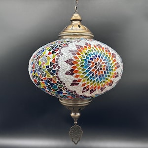 Handmade Turkish Mosaic Pendant Lamp, Colorful Hanging Light, Bohemian Ceiling Decor, Moroccan Style Lighting for Homes, Restaurants & Cafes