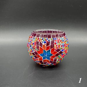 Large Turkish Mosaic Candle Holder, Handcrafted Glass Candle Lantern, Boho Home Decor, Handmade Tea Light Holder, Unique Gift