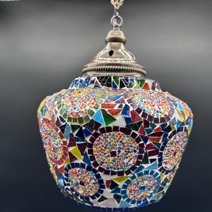 Handmade Turkish Mosaic Pendant Lamp, Colorful Hanging Light, Bohemian Ceiling Decor, Moroccan Style Lighting for Homes, Restaurants & Cafes