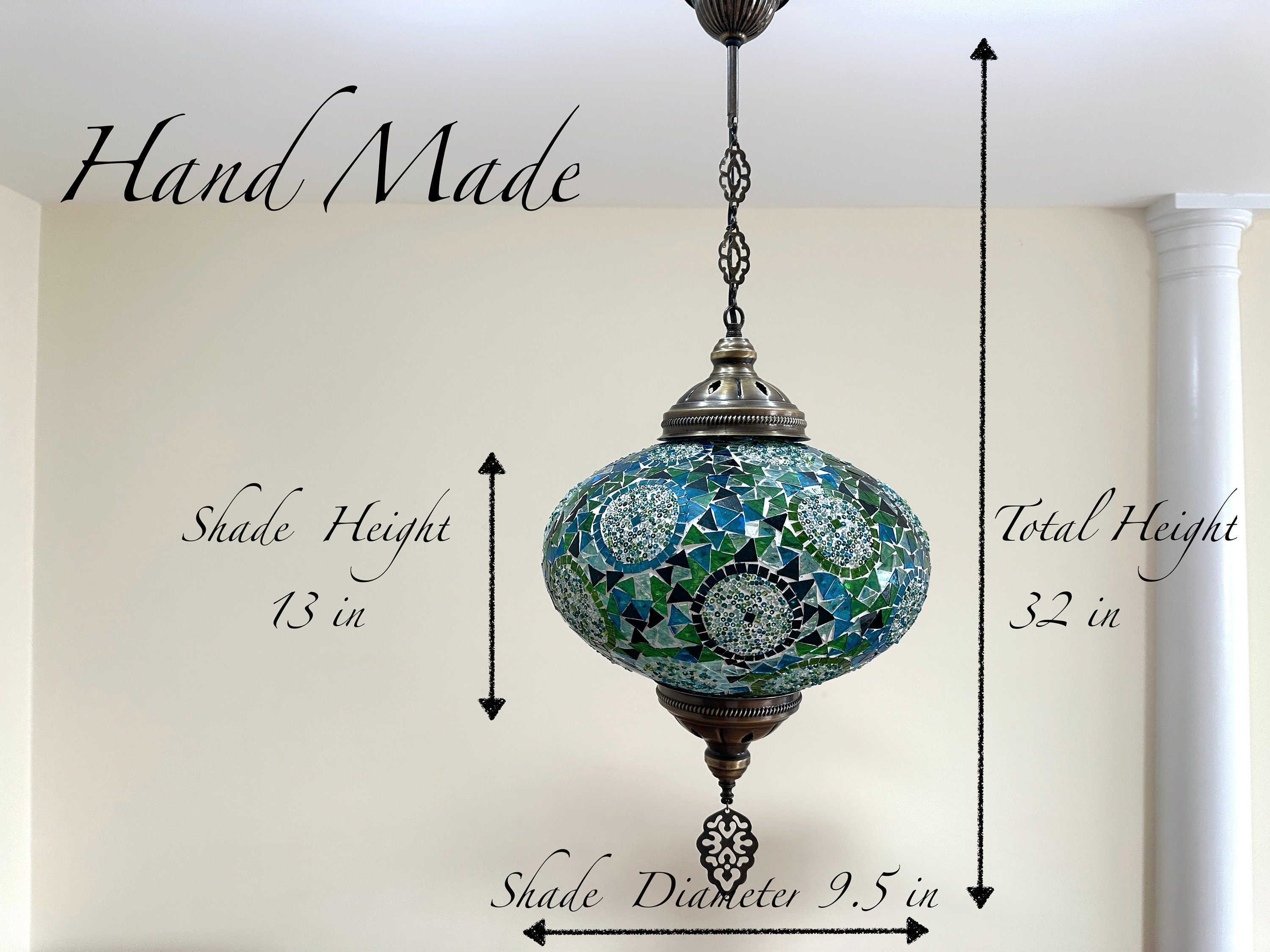 Handmade Turkish Mosaic Pendant Lamp, Colorful Hanging Light, Bohemian ...