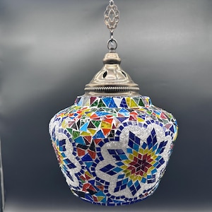 Handmade Turkish Mosaic Pendant Lamp, Colorful Hanging Light, Bohemian Ceiling Decor, Moroccan Style Lighting for Homes, Restaurants & Cafes