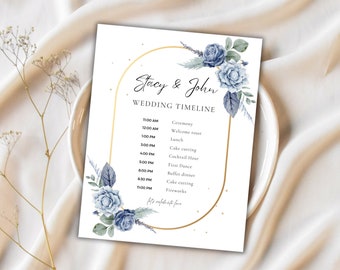Modelo de programa de casamento personalizável | Download instantâneo | Totalmente editável no Canva | Design elegante