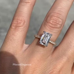 Radiant Moissanite Engagement Ring or A Perfect Promise Ring/ 14K Solid Gold/Silver with 1, 1.5, 2 CT Radiant Center Stone