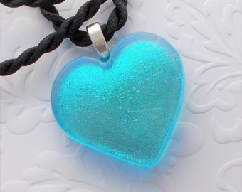 Valentines Gift Bridesmaids Gift Heart Necklace Bohemian Necklace X3011 Heart Pendant Dichroic Fused Glass Heart Necklace