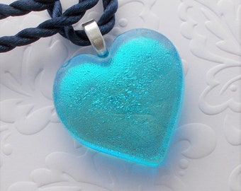 Cobalt Dichroic Glass Heart #3