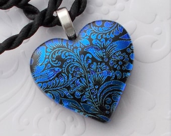 Cobalt Dichroic Glass Heart #3