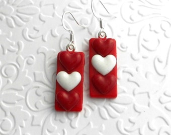 Conversation Hearts - Heart Earrings - Valentines Day - Fused Glass Earrings - Glass Earrings - Rainbow Hearts D4510