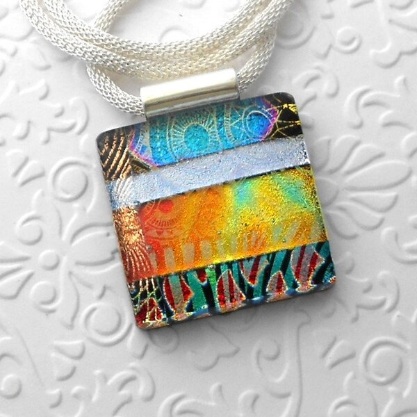 Fused Glass Pendant - Dichroic Fused Glass Necklace - Fused Glass Necklace - Large Statement Pendant - Fused Glass Necklace 5097