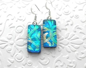 Fused Glass Earrings - Dichroic Fused Glass Earrings - Dichroic Earrings - Dichroic Jewelry - Bohemian Earrings - Hippie Earrings D9952