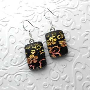 Hawaiian Flower Earrings - Dichroic Fused Glass Earrings - Dichroic Earrings - Dichroic Jewelry - Bohemian - Boho - Hippie Earrings 2731