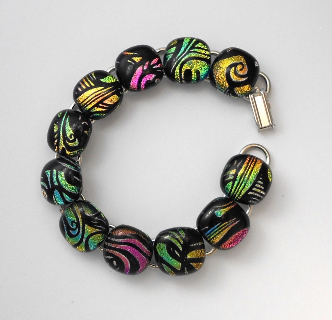 Fused Glass Bracelet Dichroic Glass Dichroic Fused Glass Etsy