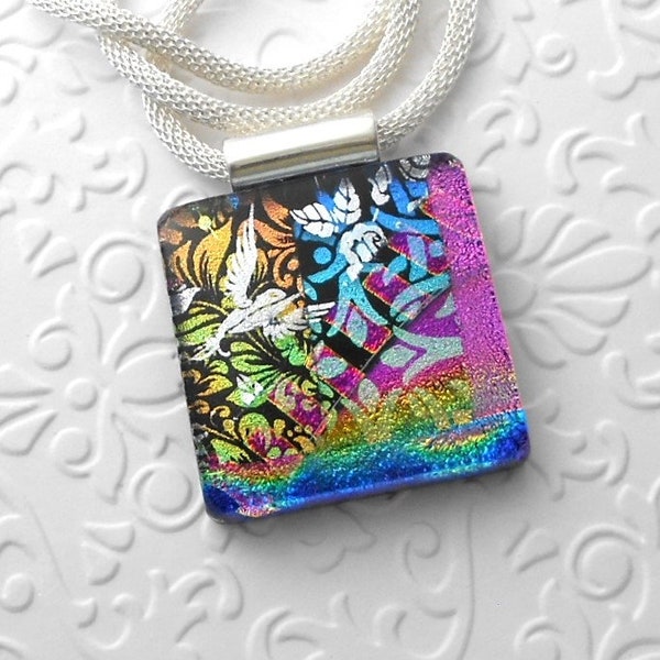 Fused Glass Pendant - Dichroic Fused Glass Necklace - Fused Glass Necklace - Large Statement Pendant - Fused Glass Necklace 4815