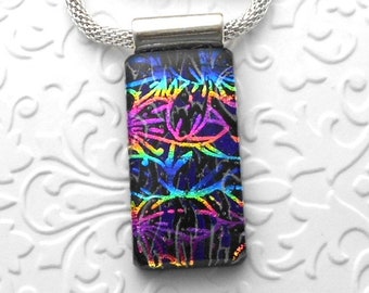 Rainbow Necklace - Dichroic Fused Glass Pendant - Boho - Dichroic Glass - Fused Glass - Dichroic Jewelry - Hippie Jewelry - Boho A6103
