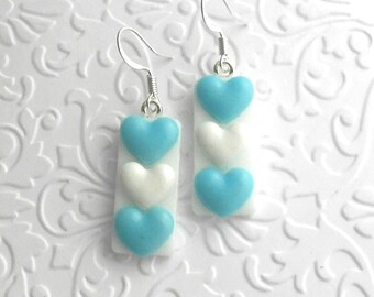 Conversation Hearts - Heart Earrings - Valentines Day - Fused Glass Earrings - Glass Earrings - Rainbow Hearts B8502