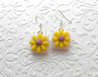 Flower Earrings - Fused Glass Flower Pedal Earrings - Fused Glass Earrings - Glass Earrings - Floral Earrings B8852