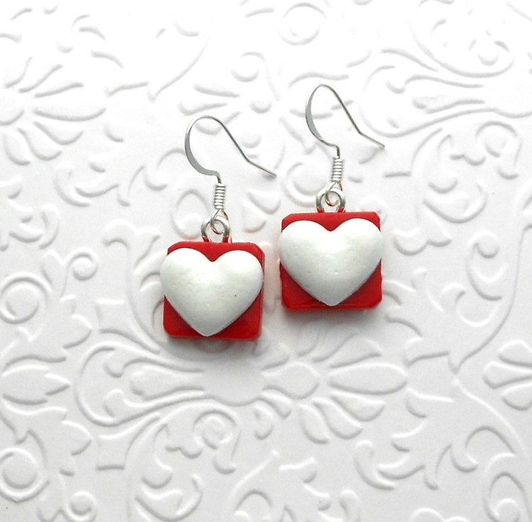 Fused Glass Earrings Heart Earrings - Conversation Hearts - Heart Earrings - Valentines Day - Glass Earrings - Rainbow Hearts B8561