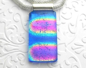 Rainbow Necklace - Dichroic Fused Glass Pendant - Boho - Dichroic Glass - Fused Glass - Dichroic Jewelry - Hippie Jewelry - Boho B2782